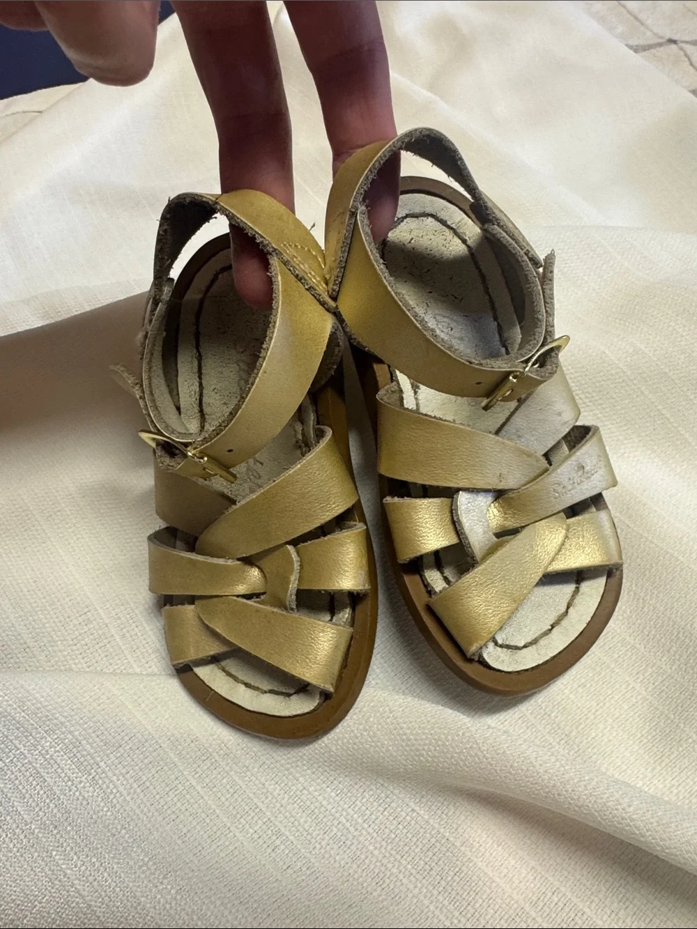 Salt Water Sandals by Hoy Metallic Gold Kids Fisherman Sandals